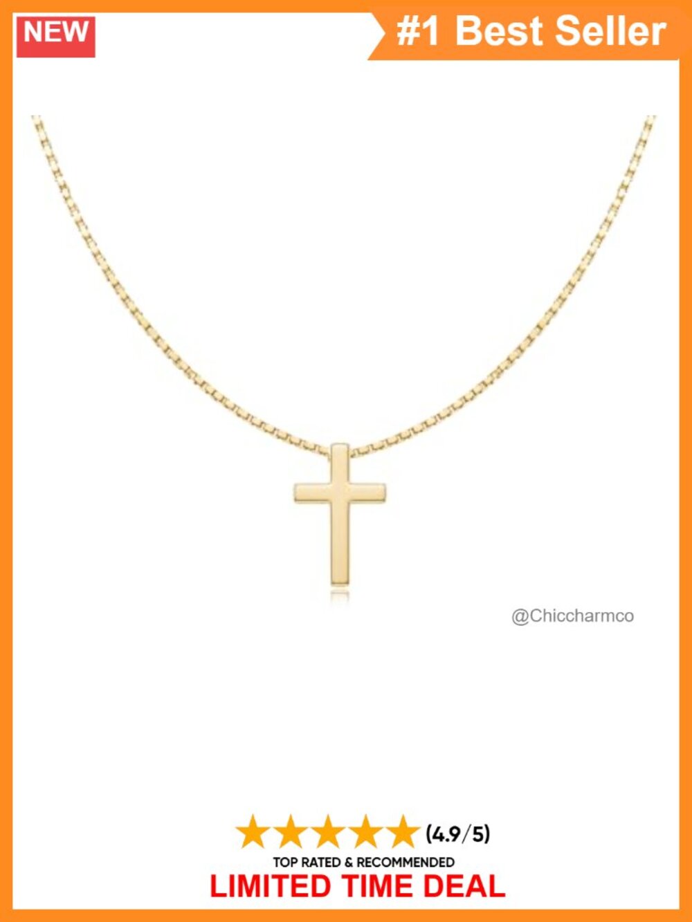 14K Gold Plated Dainty Small Cross Necklace Adjustable Choker Religious Gift